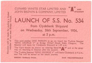 A ticket to attend the launch (UCS1/107/116)